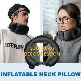 Inflatable neck pillow, adjustable in softness, made of skin-friendly material, providing extremely comfortable neck protection during travel.