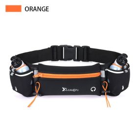 Adjustable Running Belt Fanny Pack With 2 Water Bottle Holders For Men And Women For Fitness Jogging Hiking Travel (Color: Orange)