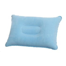 Portable Fold Inflatable Air Pillow Outdoor Travel Sleeping Camping PVC Neck Stretcher Backrest Plane Comfortable (Color: G911F-light blue, size: 43X27cm)